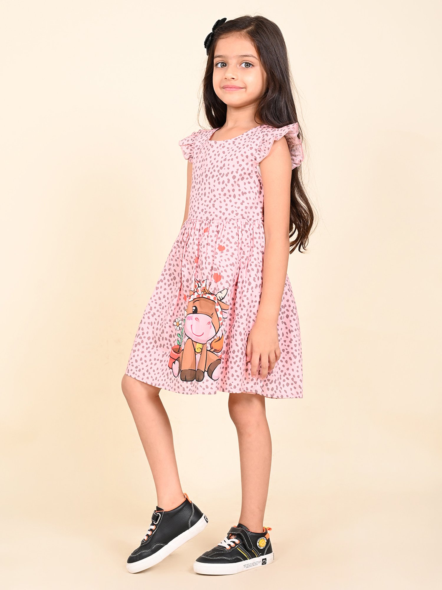 LilPicks Kids Pink Printed Dress