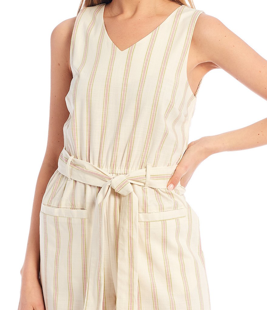 Copper Key V-Neck Stripe Jumpsuit