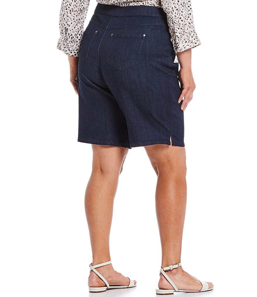 Intro Plus Size Rose Tummy Control Pull-On Stretch Denim Bermuda Shorts