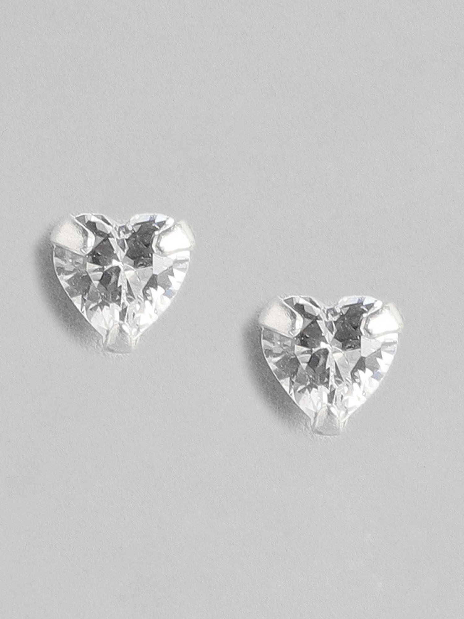 Zavya Tiny Heart Solitaire 92.5 Sterling Silver Stud