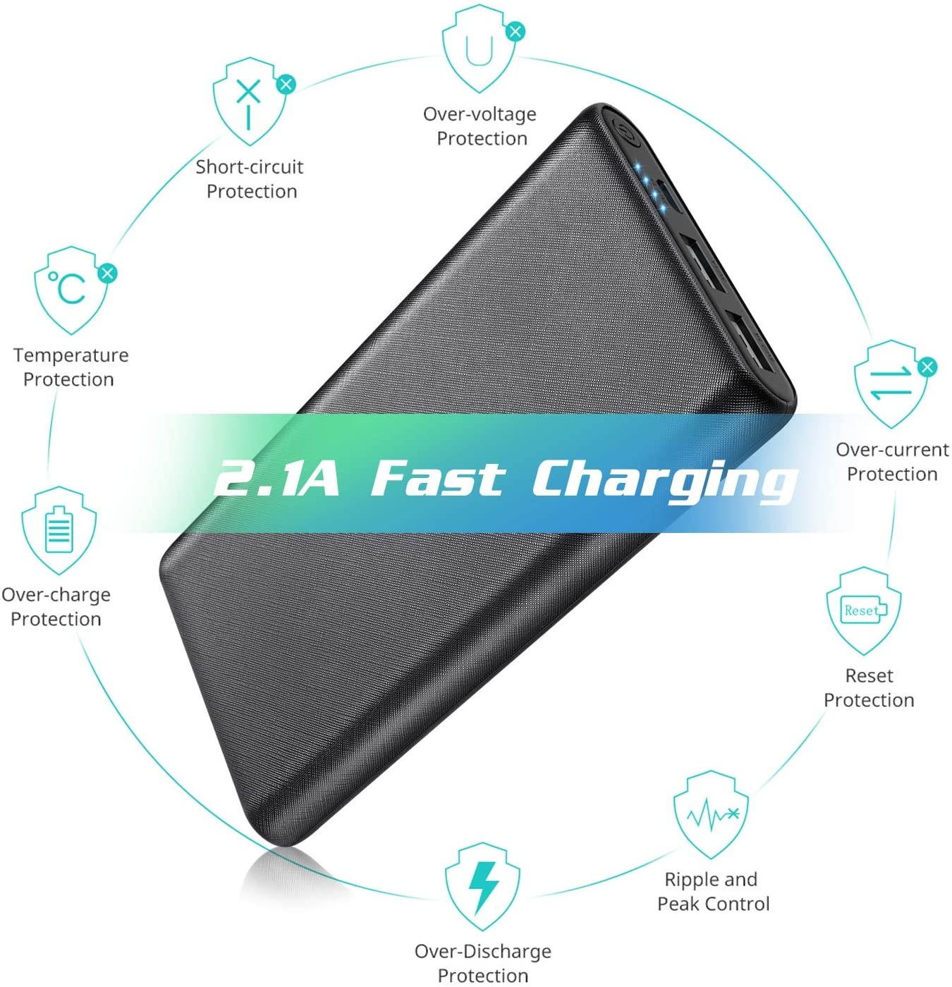 Portable Charger 26800mAh Power Bank Ultra-High Capacity Universal External Battery Pack with 4 LED Indicator Dual USB Ports Battery Backup for Smart PhonesTablet and More-[Black]