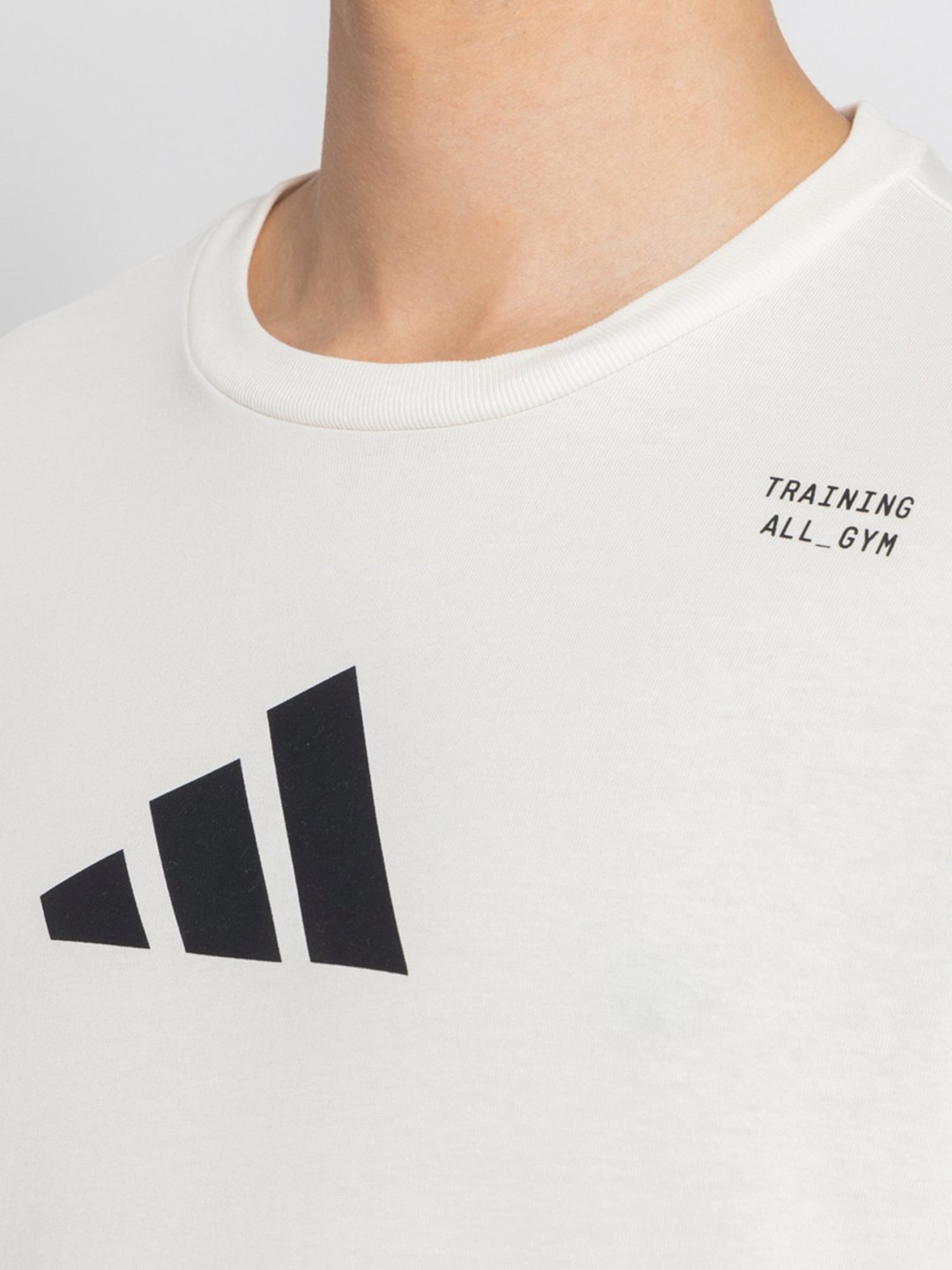Adidas White Cotton Regular Fit Printed Sports T-Shirt