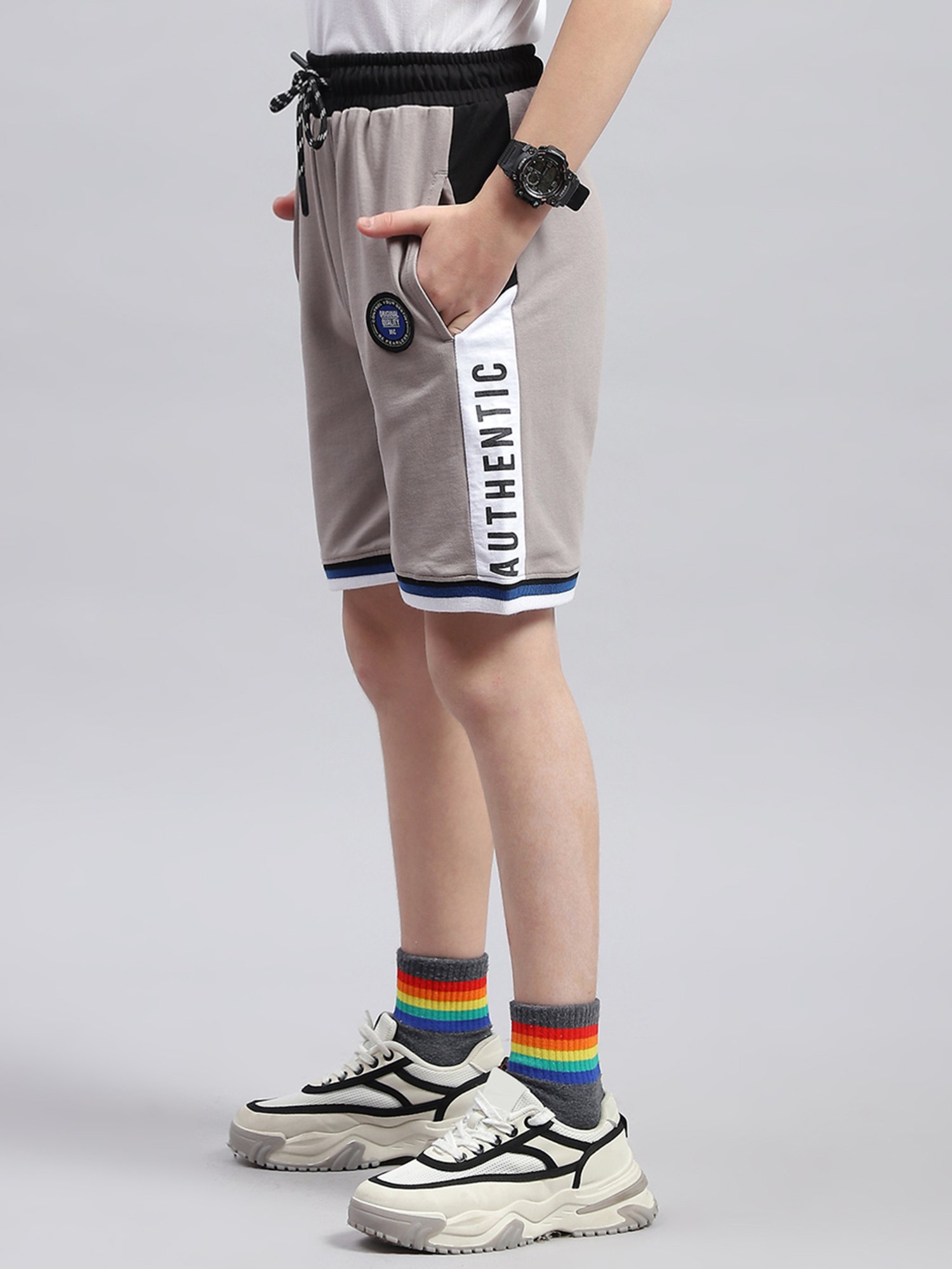 Monte Carlo Kids Grey Printed Bermuda