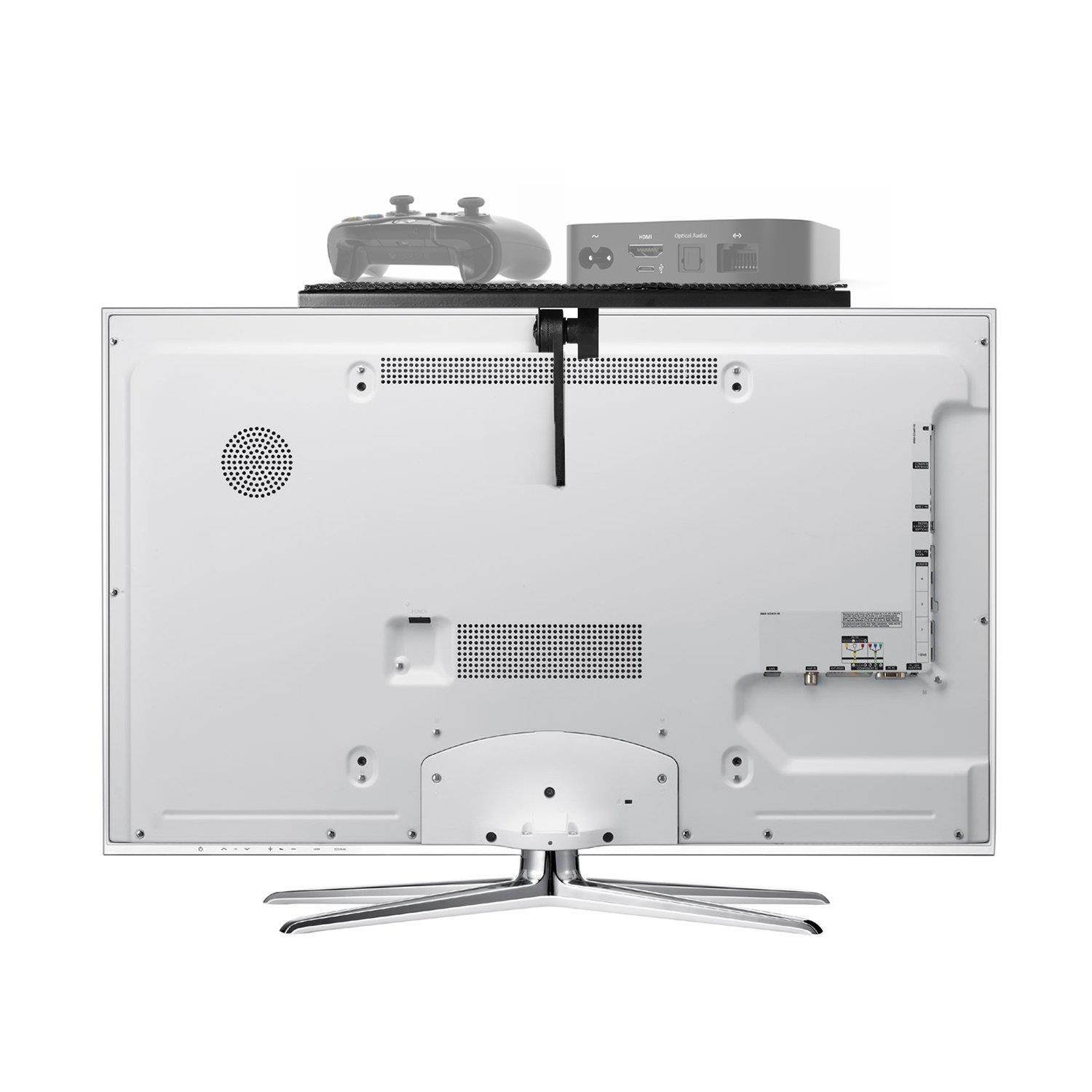 WALI TV Top Shelf 12 Inch Flat Panel Mount for Streaming Devices, Media Boxes, Speakers and Home Decor (TSH001), Black