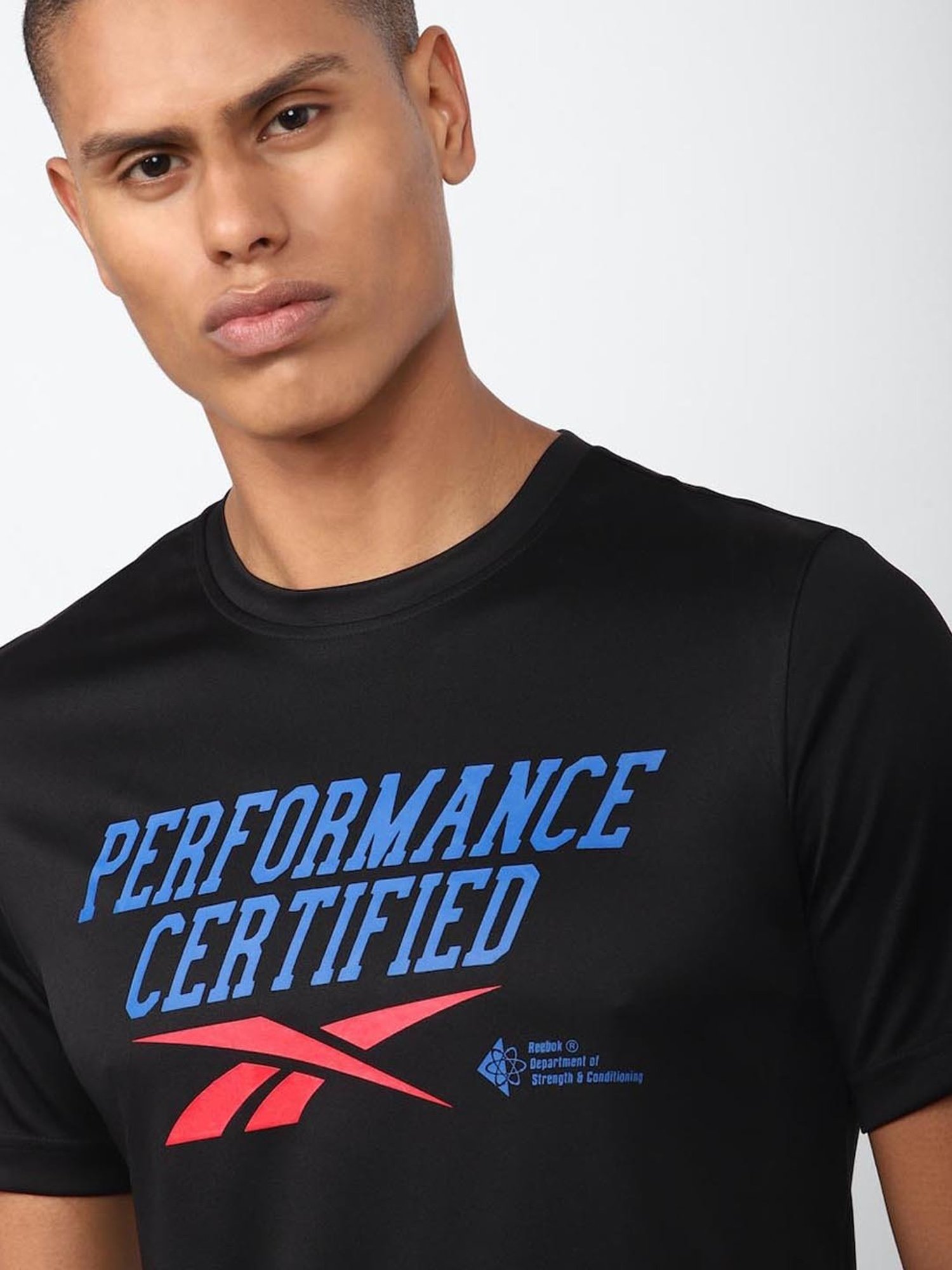 Reebok Black Regular Fit Printed T-Shirt