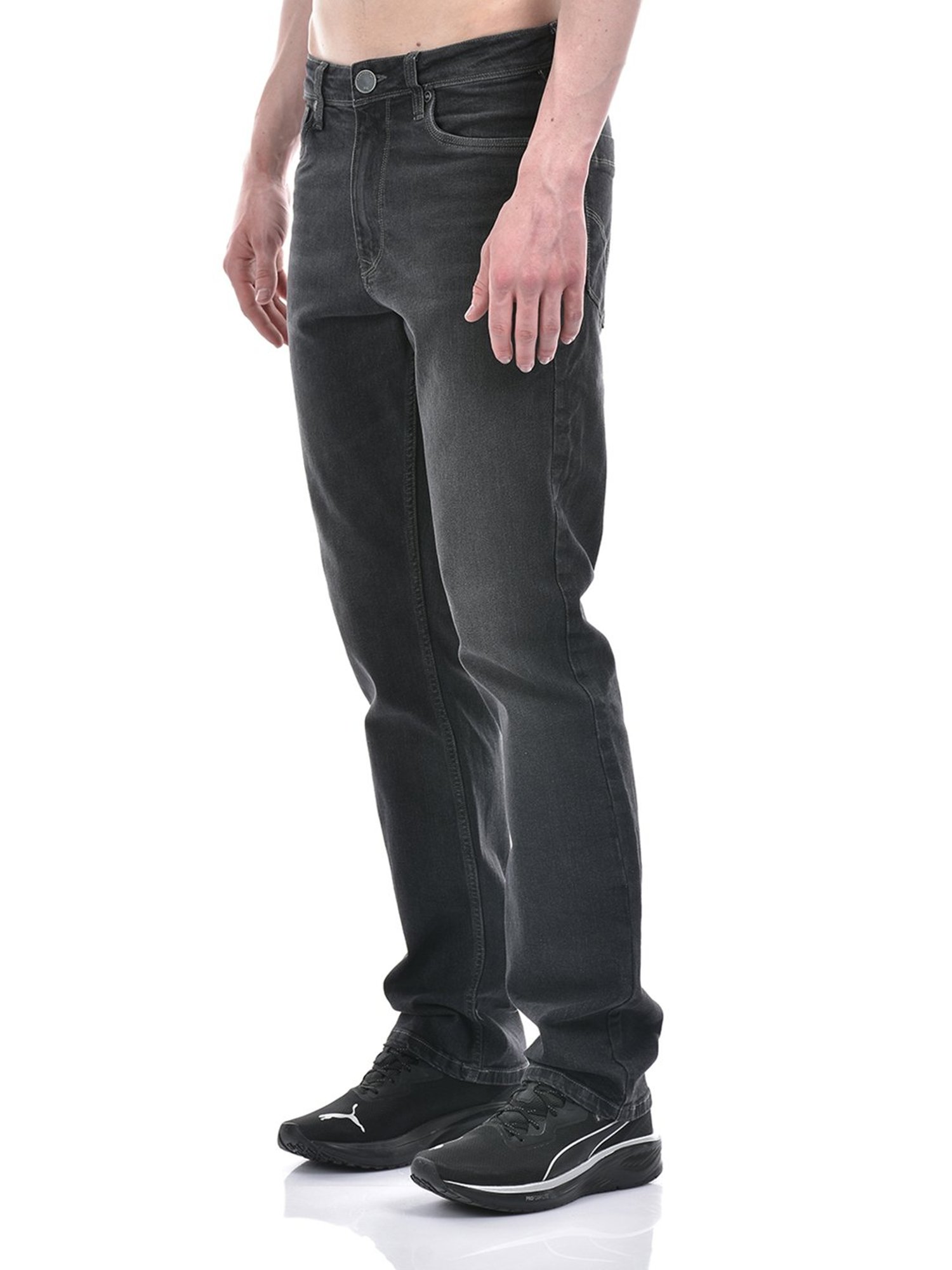 Lawman Pg3 Dark Grey Straight Fit Lightly Washed Jeans