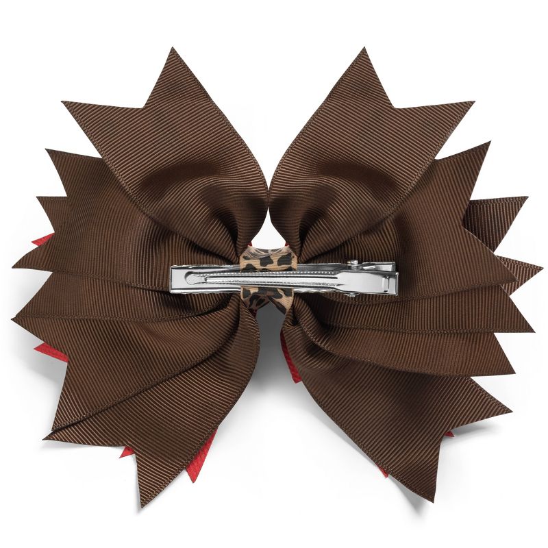 Lily Frilly Hair Bow - Leopard