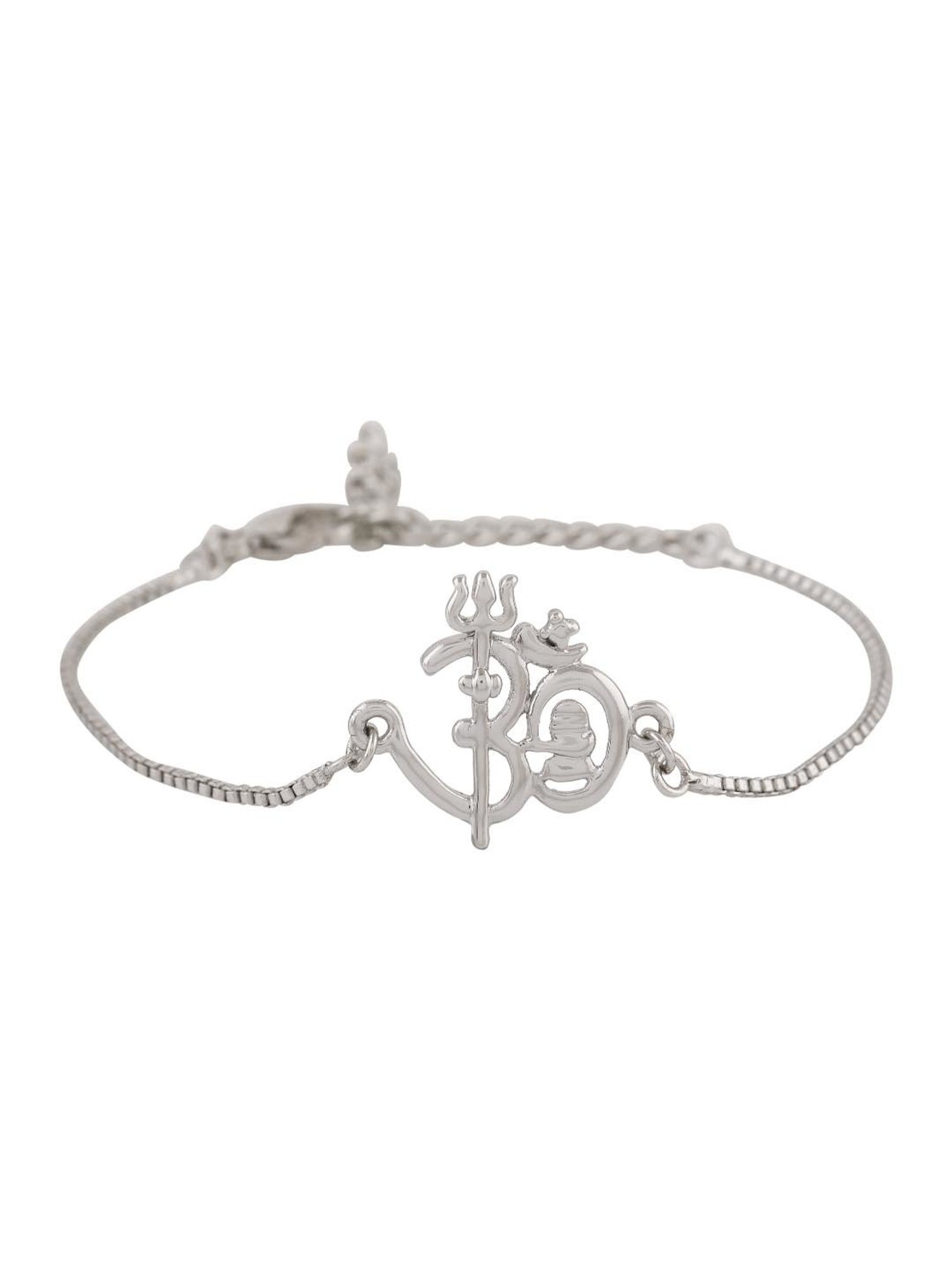 Estele Rhodium-Plated Shivay Om Bracelet for Women