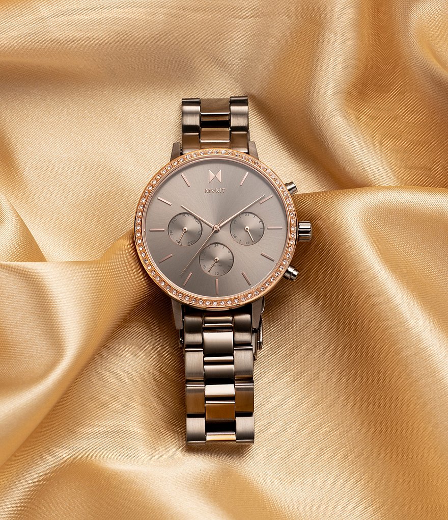 MVMT Women's Athena Crystal Taupe Bracelet Watch