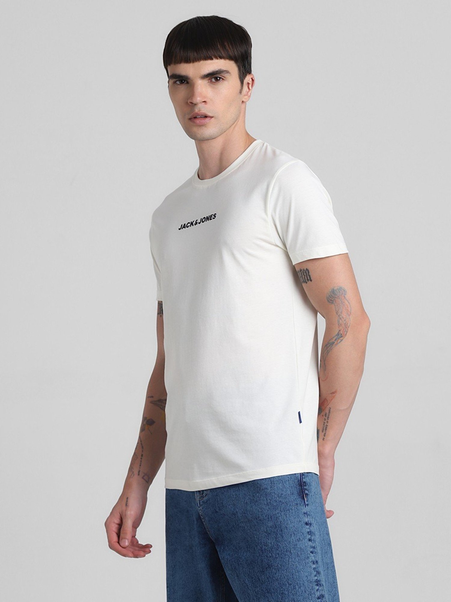 Jack & Jones Star White Cotton Slim Fit T-Shirt