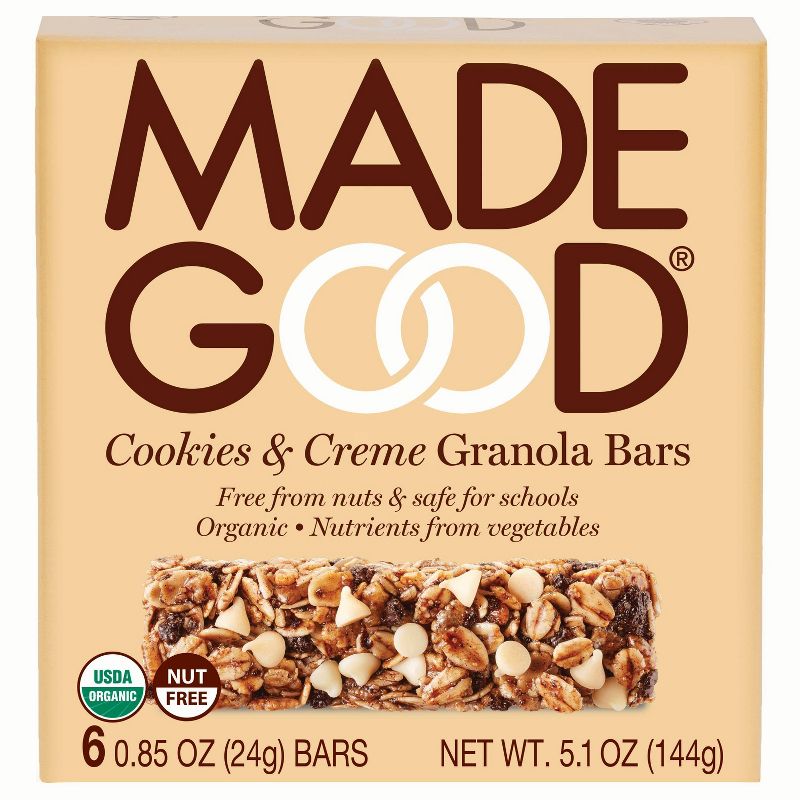 MadeGood Cookies & Creme Granola Bar - 5.1oz/6ct