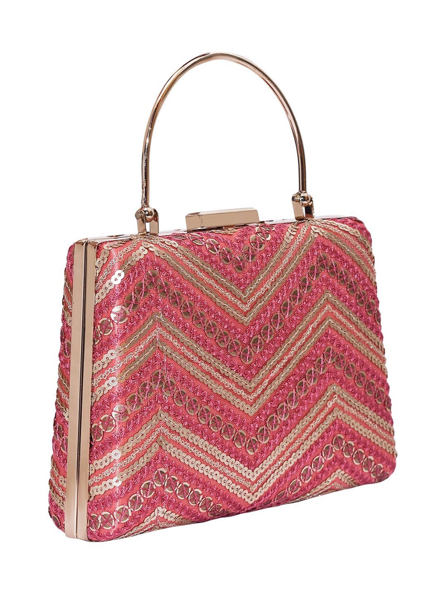 Horra Dark Pink Embellished Clutch