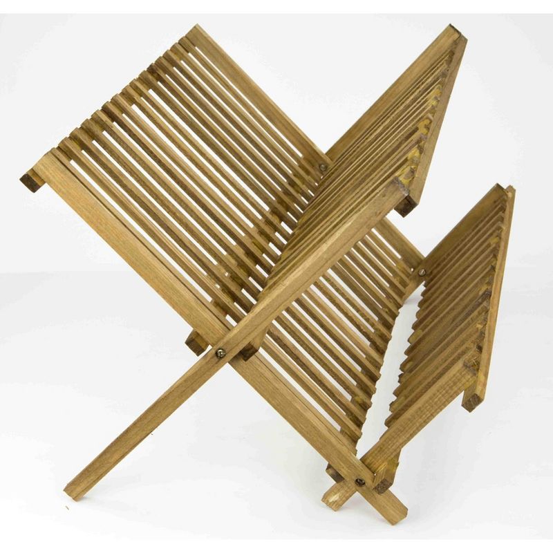 Home Basics Rustic Collection Pine Folding Dish Rack
