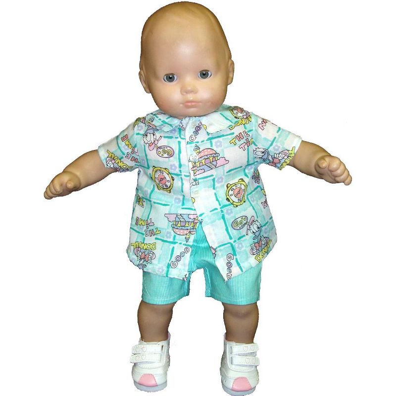 The Queen's Treasures Little House on the Prairie Green Calico Dress, Bonnet & Apron for 18" American Girl Dolls