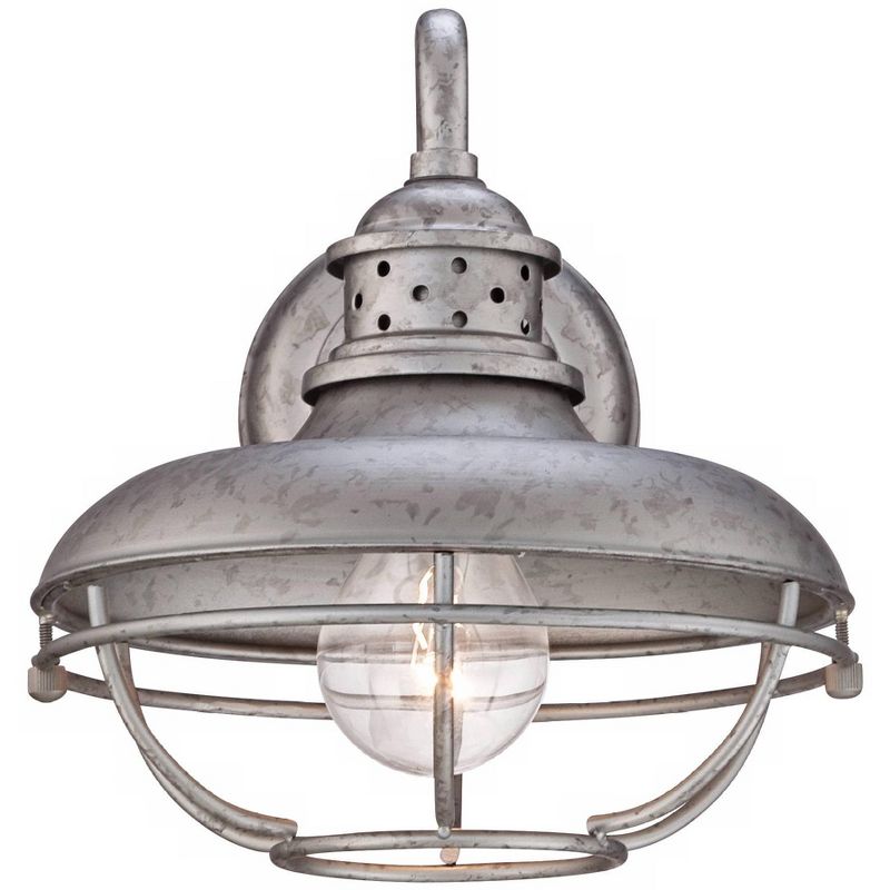 Franklin Iron Works Farmhouse Outdoor Barn Light Fixture Galvanized Steel Open Cage 9" for Exterior House Porch Patio Deck