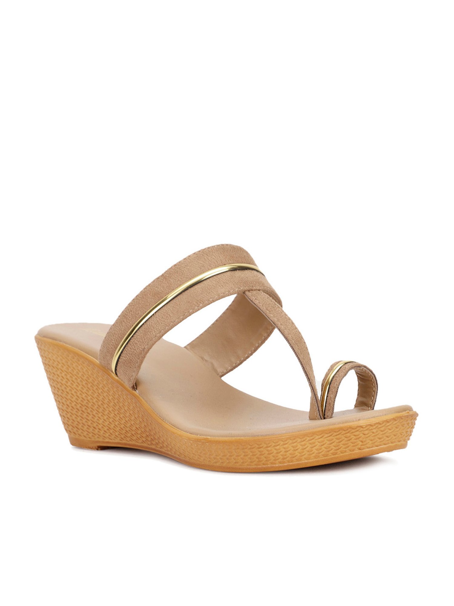 Bata Women's Beige Toe Ring Wedges