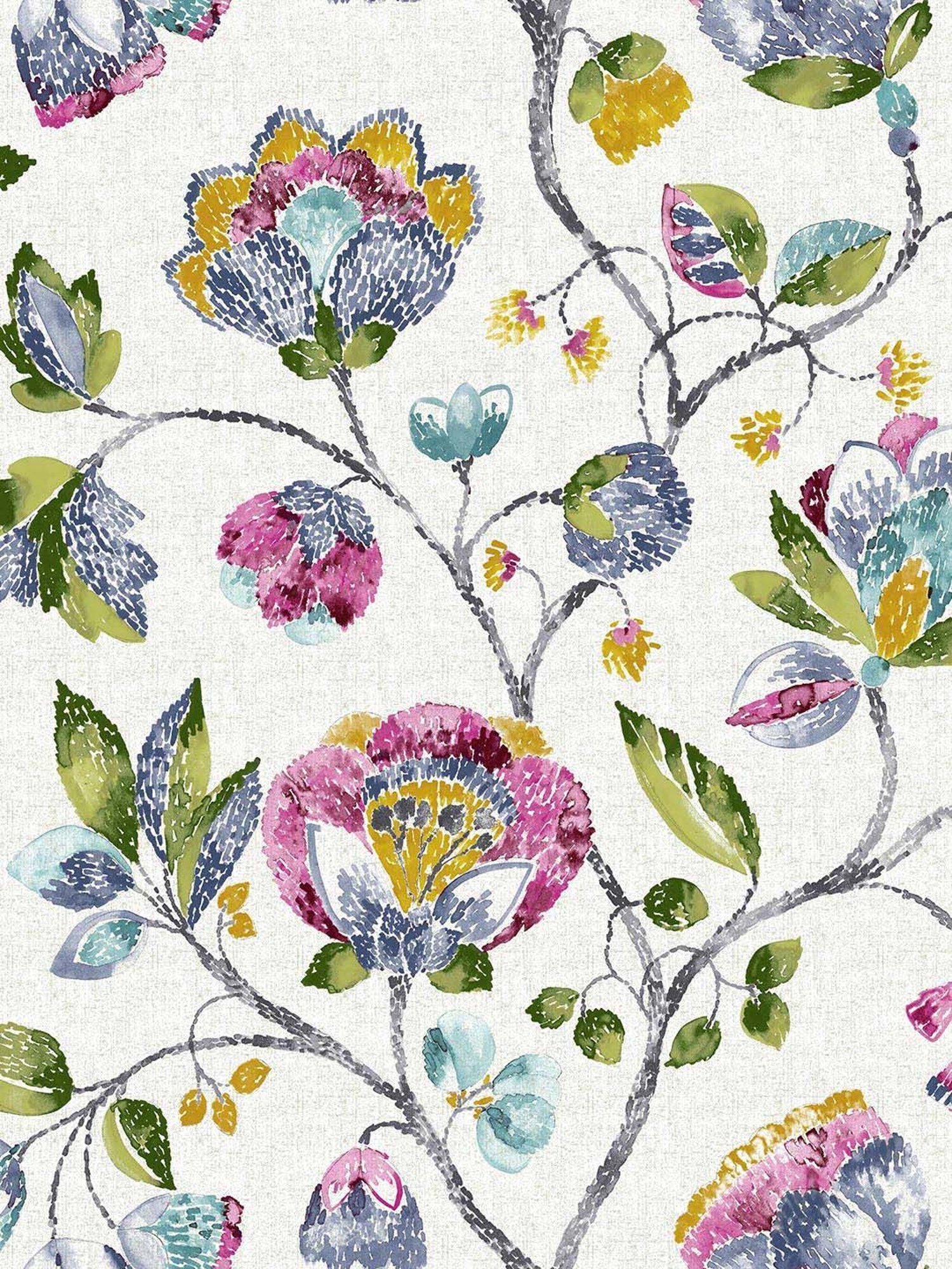 Swayam Cream & Blue Printed Faux Silk Door Curtains - Set of 2