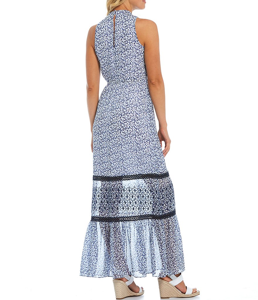 Kensie Halter Sleeveless Printed Empire Waist Maxi Dress