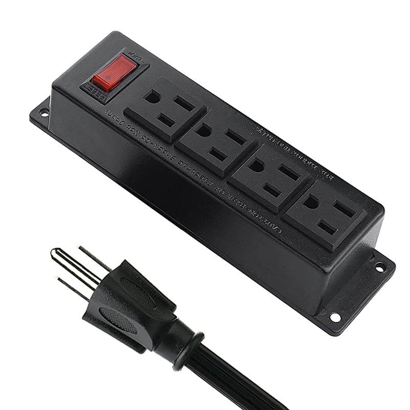 Desk Power Strip Socket with 4 Multi-Outlet, Standard Plug and 6.5 ft Long Braided Extension Cords for Home Office