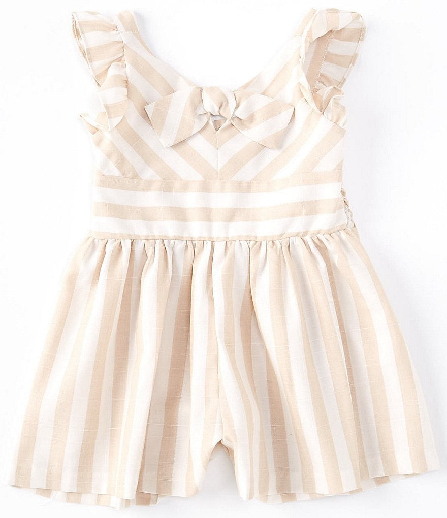 Flapdoodles Little Girls 2T-6X Short-Sleeve Kitty Paperbag-Waist Romper