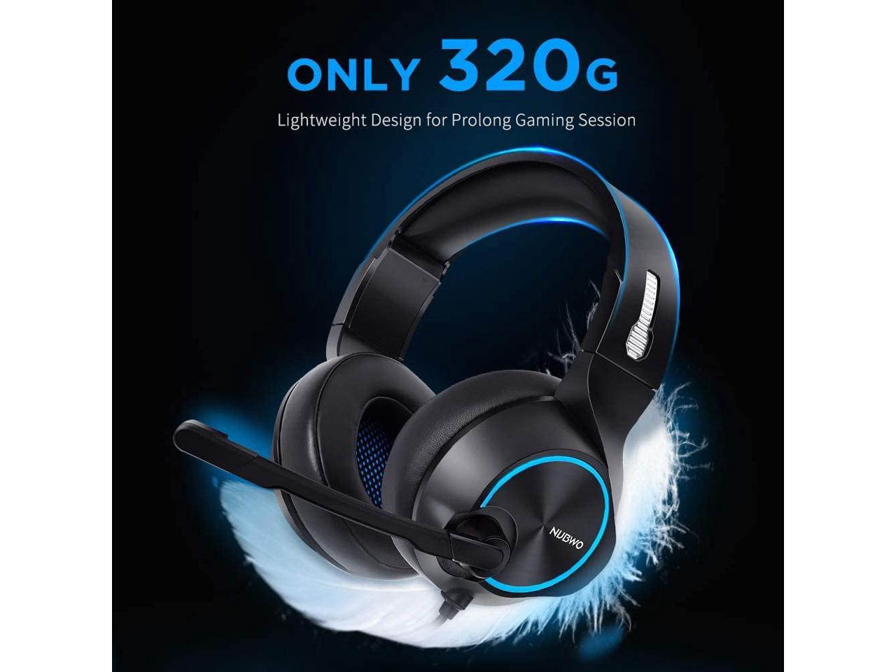USB Gaming Headset with 7.1 Surround Sound Stereo, USB Headphones with Noise Canceling Mic & RGB Light, Compatible with PC, PS4 Console, Laptop