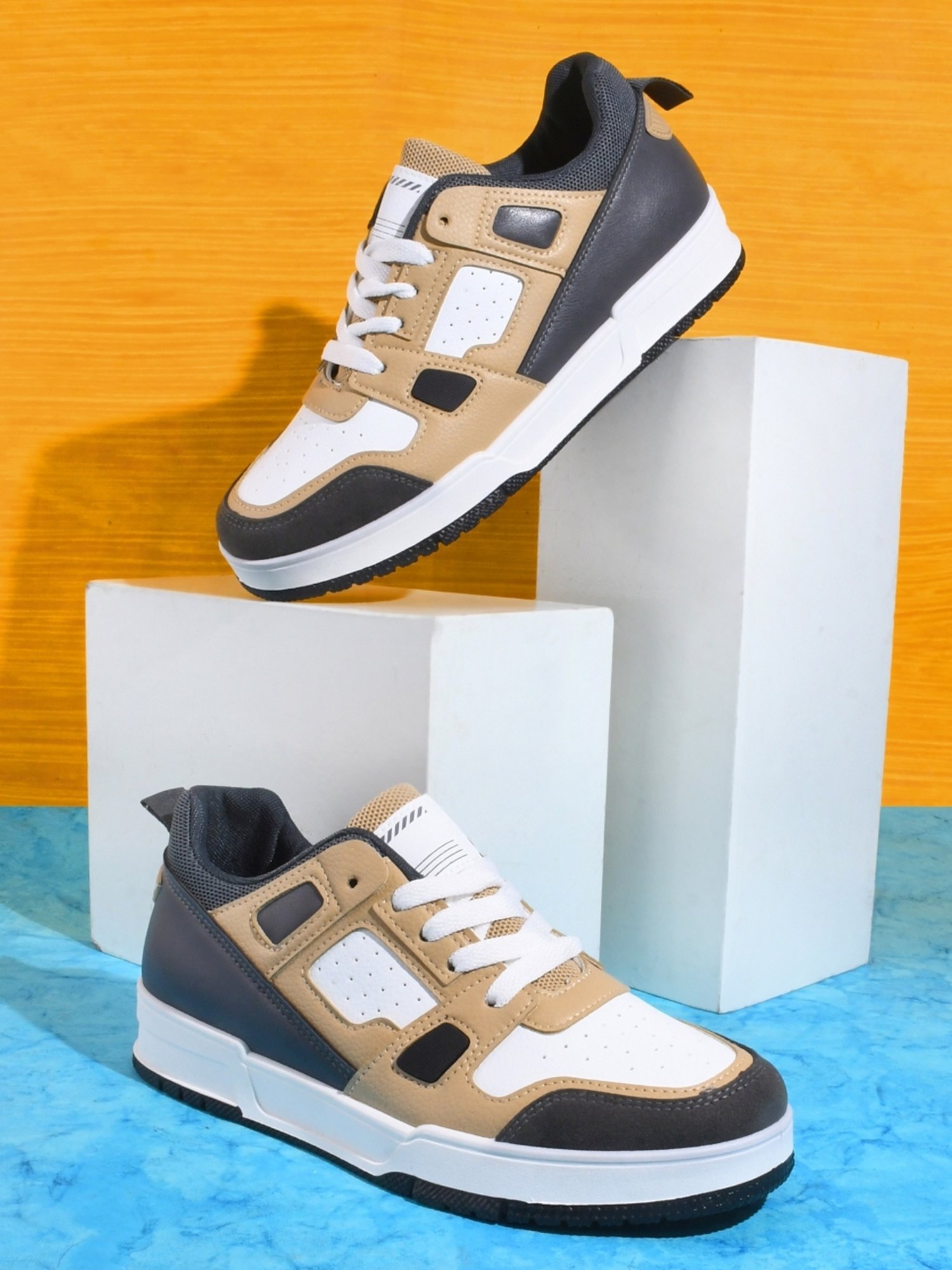 The White Pole Men's Beige Casual Sneakers