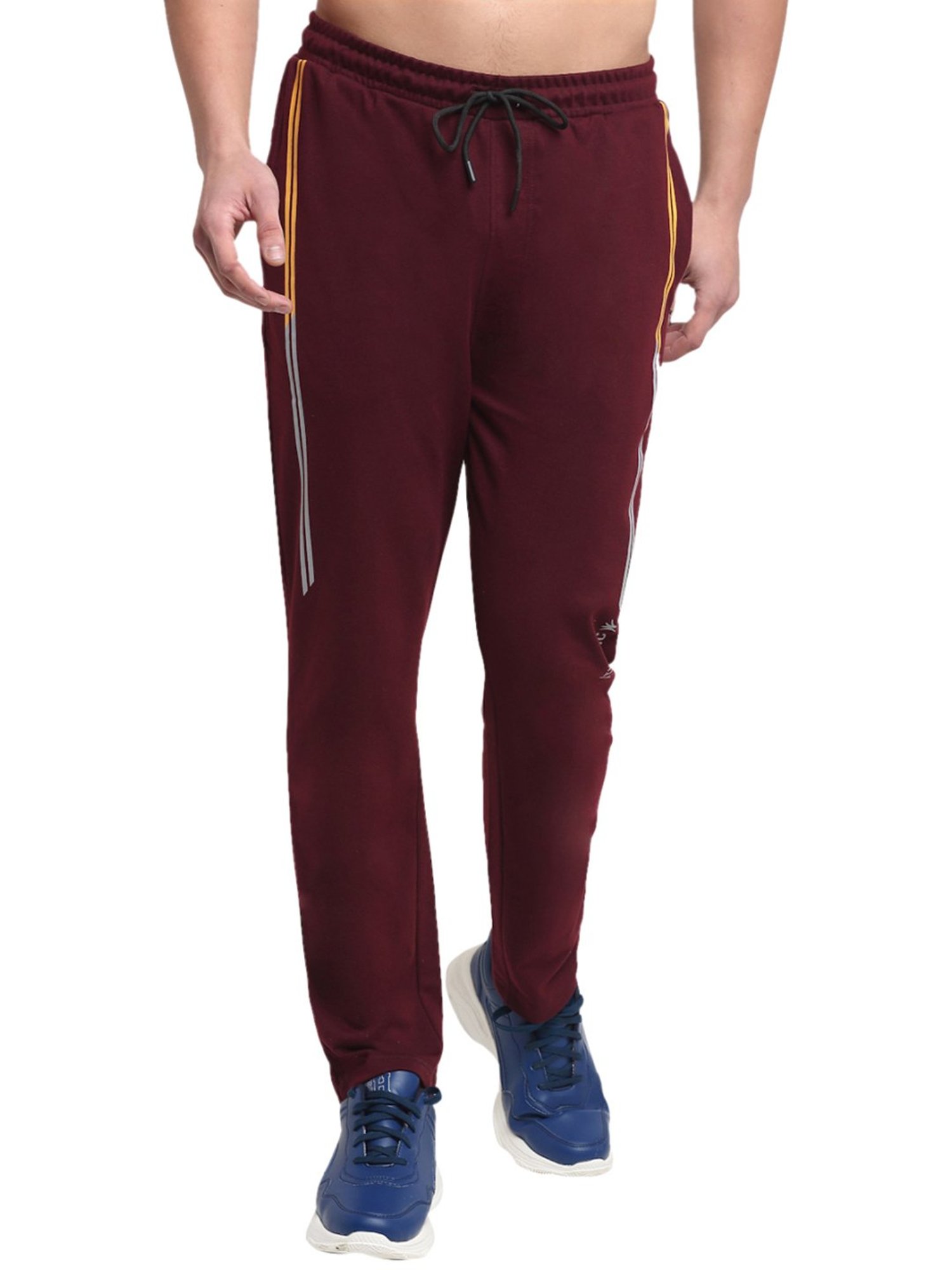 Venitian- Forbidden Clothing Wine Slim Fit Printed Trackpants