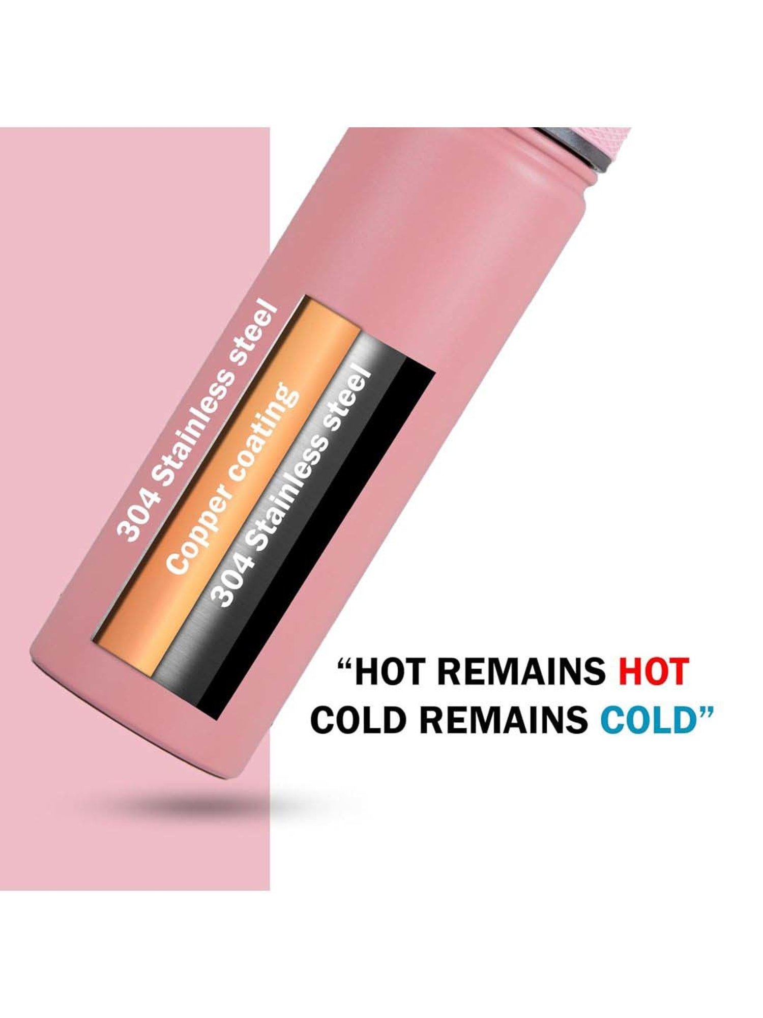 Pigeon Pink Stainless Steel Rush Thermos Flask With Straw & Screw Cap (1 L)