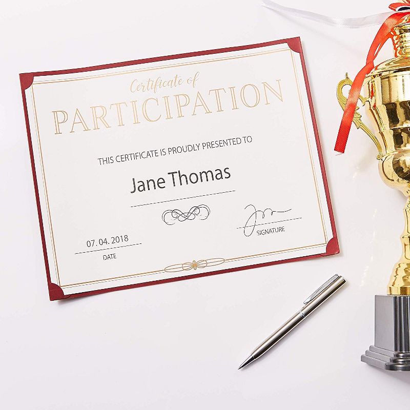 Best Paper Products 48-Pack Gold Foil Certificates of Participation Award Paper Sheets, A4 Letter Size 8.5 x 11 in
