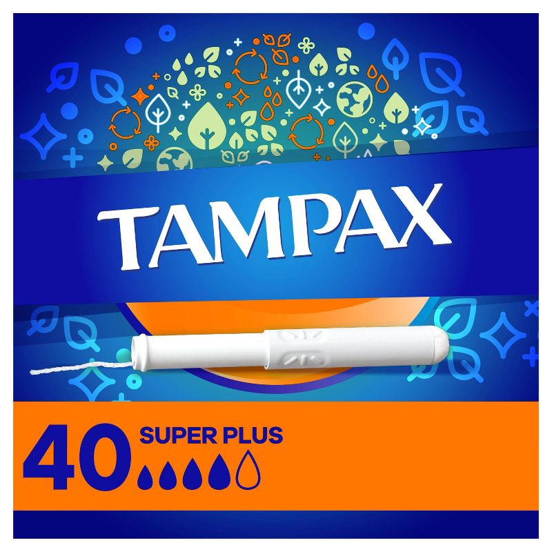 Tampax Cardboard Super Plus Absorbency Anti-Slip Grip LeakGuard Skirt Tampons - Unscented - 40ct