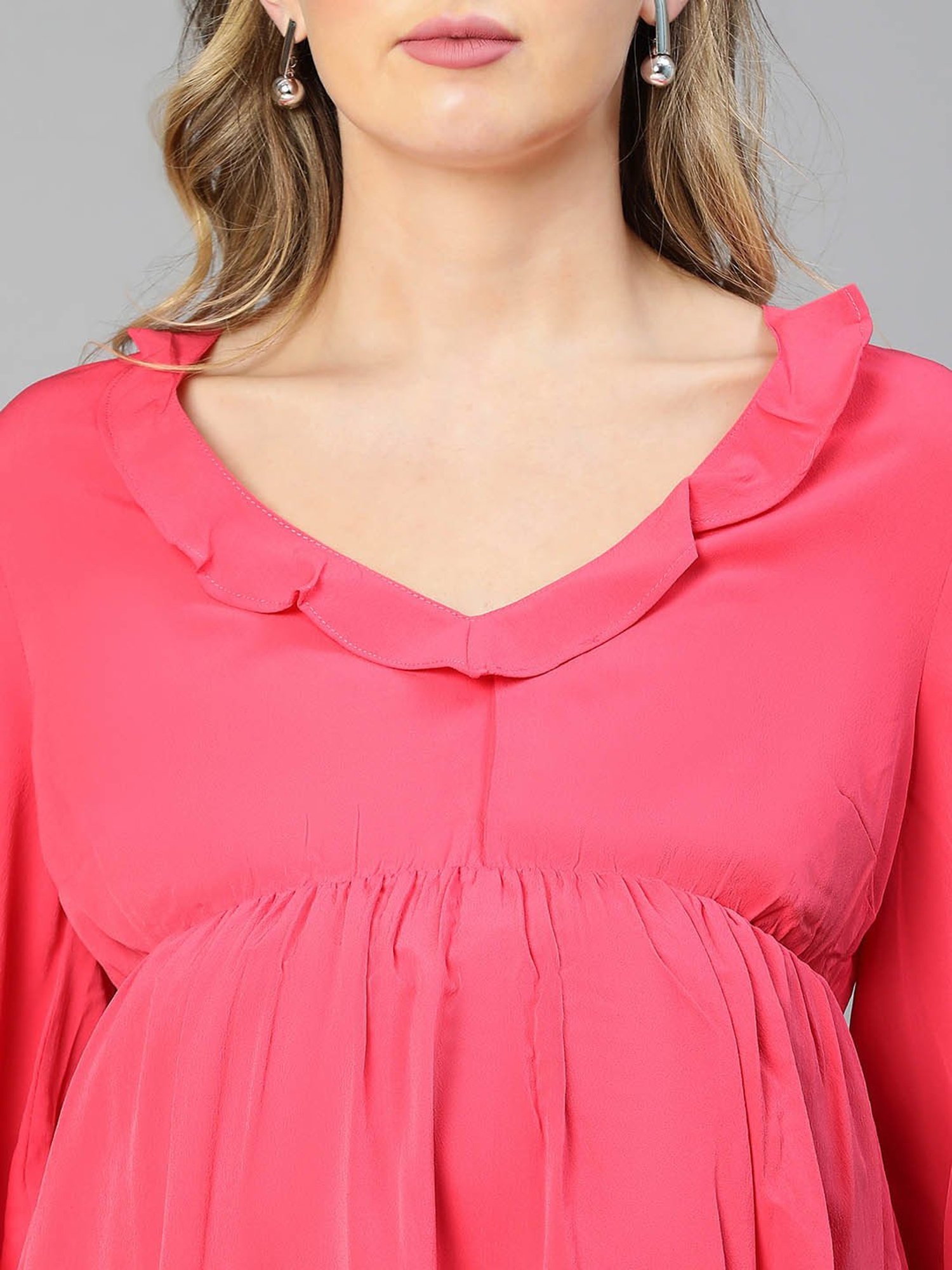 Oxolloxo Pink Regular Fit Maternity Dress