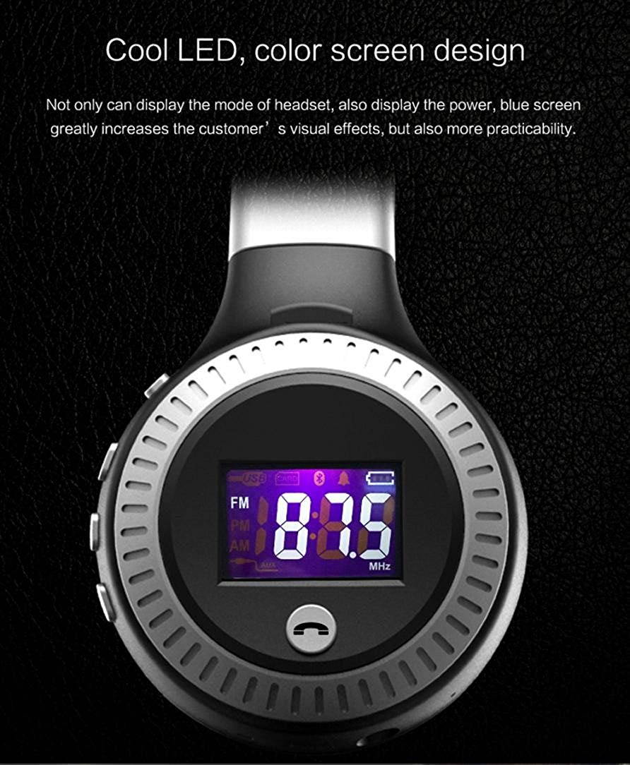 B19 Bluetooth Headphones for Mobile Phone/Tablet PC/Notebook, Over-Ear Microphone Wireless Headphones LCD Display with Mic FM Radio