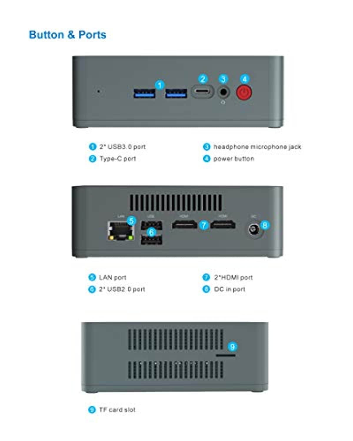 Mini PC, Beelink U57 Intel Core i5-5257U Processor (up to 3.10GHz) Windows 10 Pro Mini Desktop Computer, 8GB DDR3L/256GB M.2 SSD, Supports Extended HDD  and  SSD 2.5?/4K HD/Dual HDMI/Dual WiFi /BT4.0