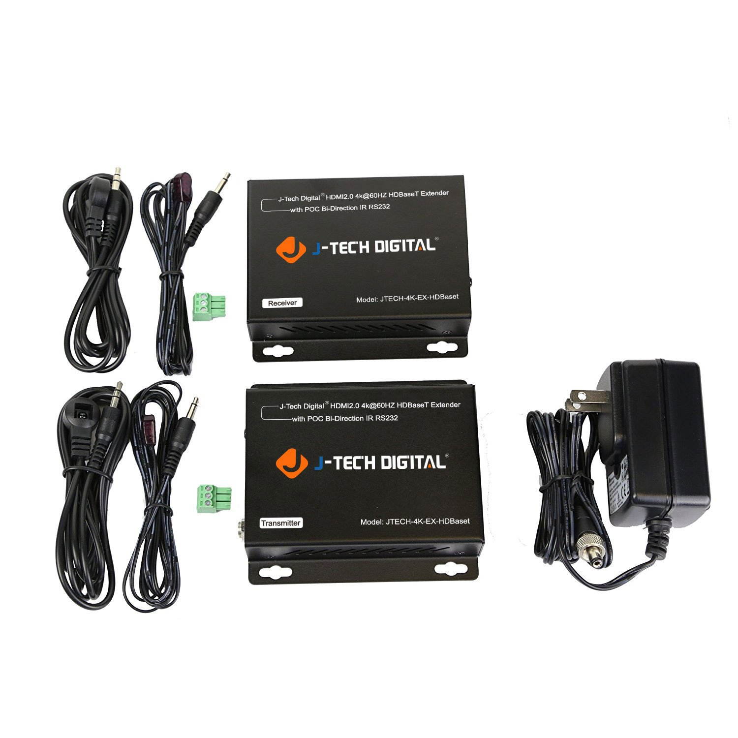 J-Tech Digital HDBaseT HDMI Extender 4K Ultra HD Extender for HDMI 2.0 Over Single Cable CAT5e/6A up to 230ft (1080P) 130ft(4K) Supports HDCP 2.2/1.4, RS232, Bi-Directional IR and PoE