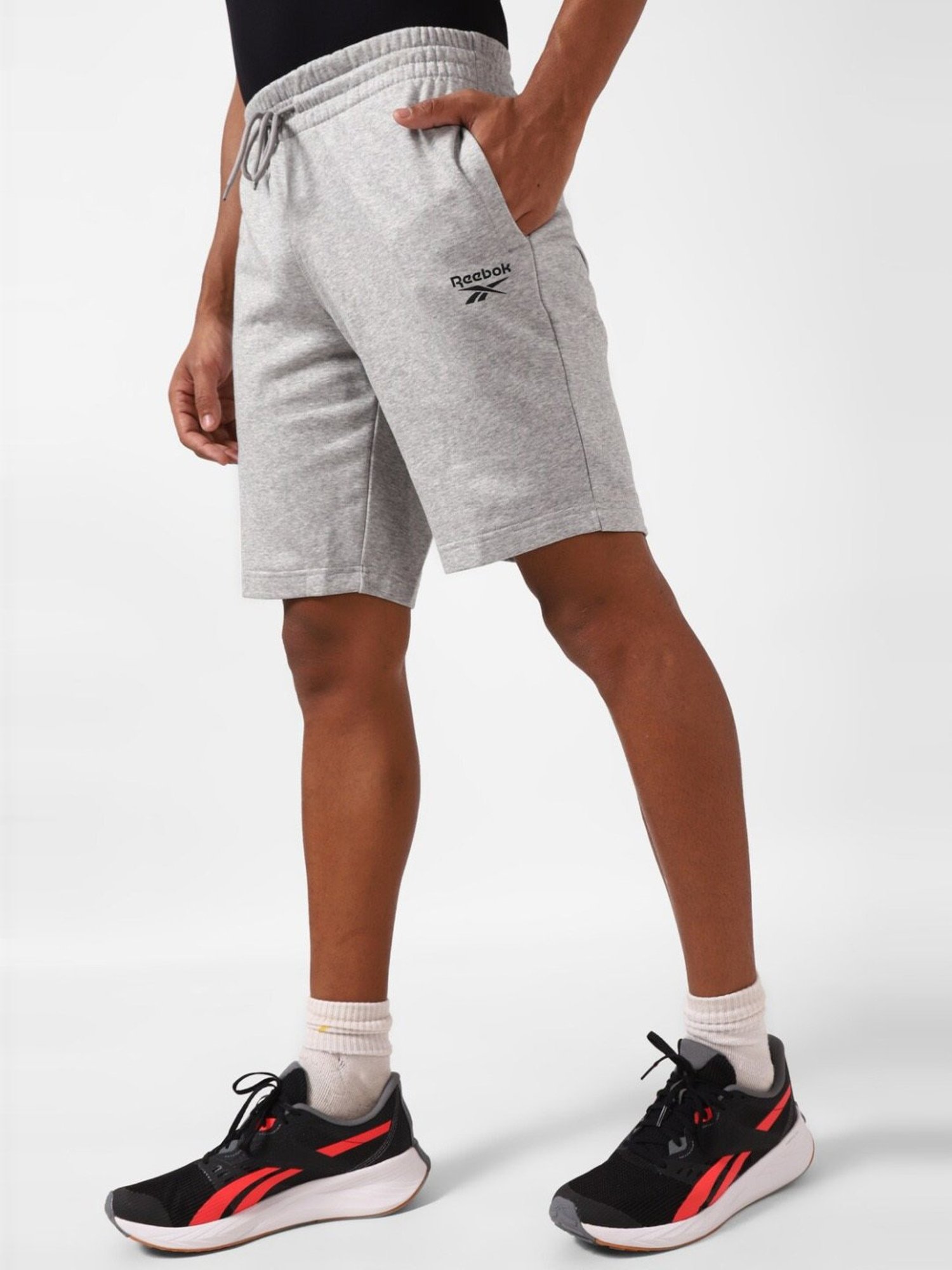 Reebok Grey Regular Fit Texture Sports Shorts