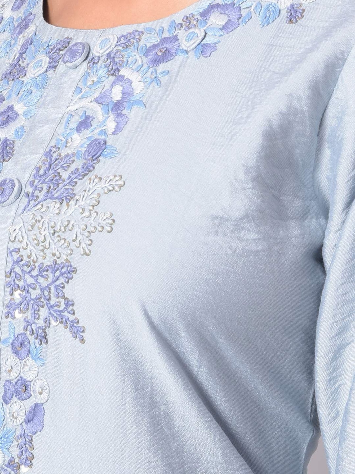 Dollar Missy Grey Embroidered Straight Kurta