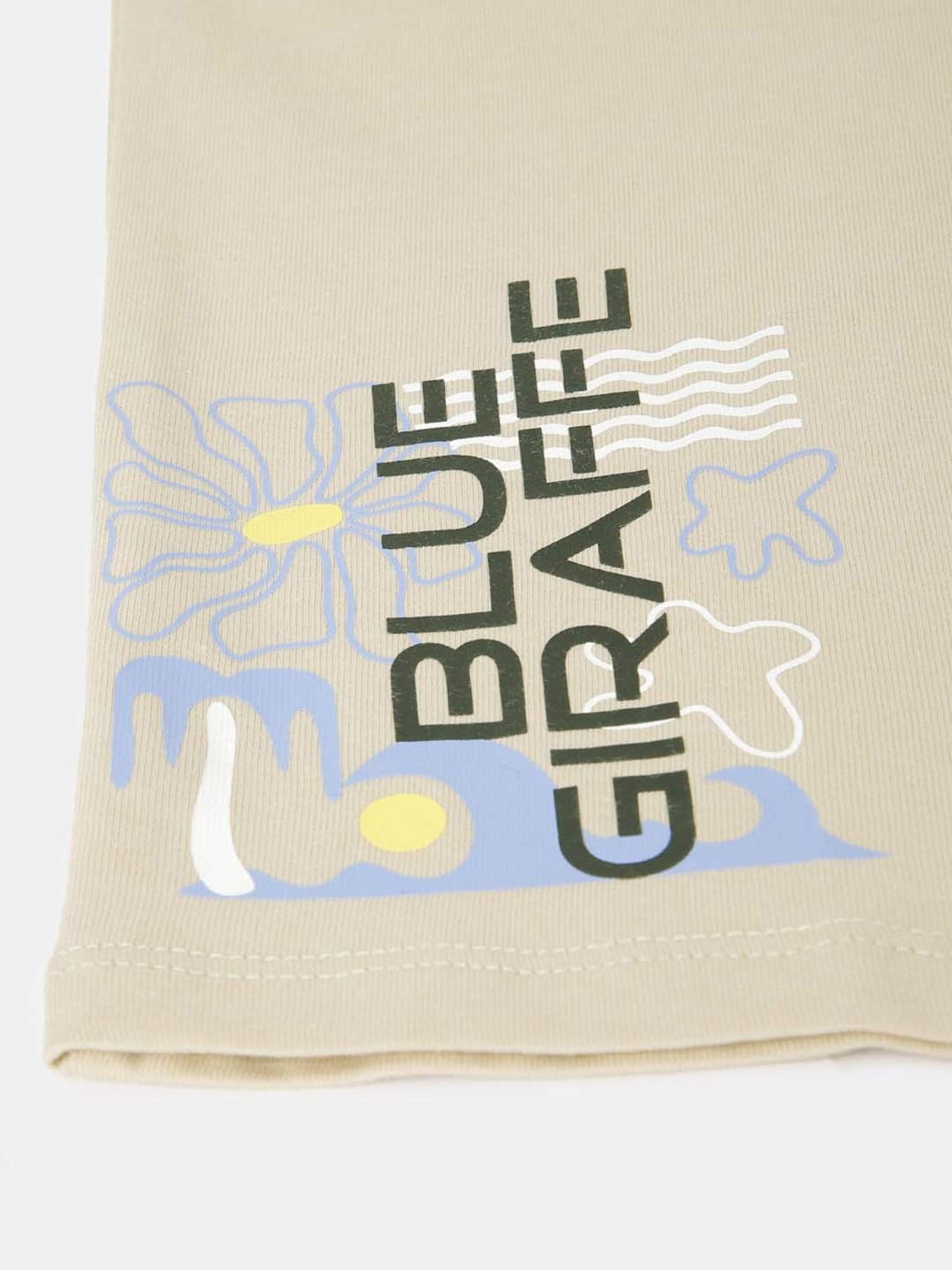 Blue Giraffe Boys Beige Cotton Printed T-Shirt