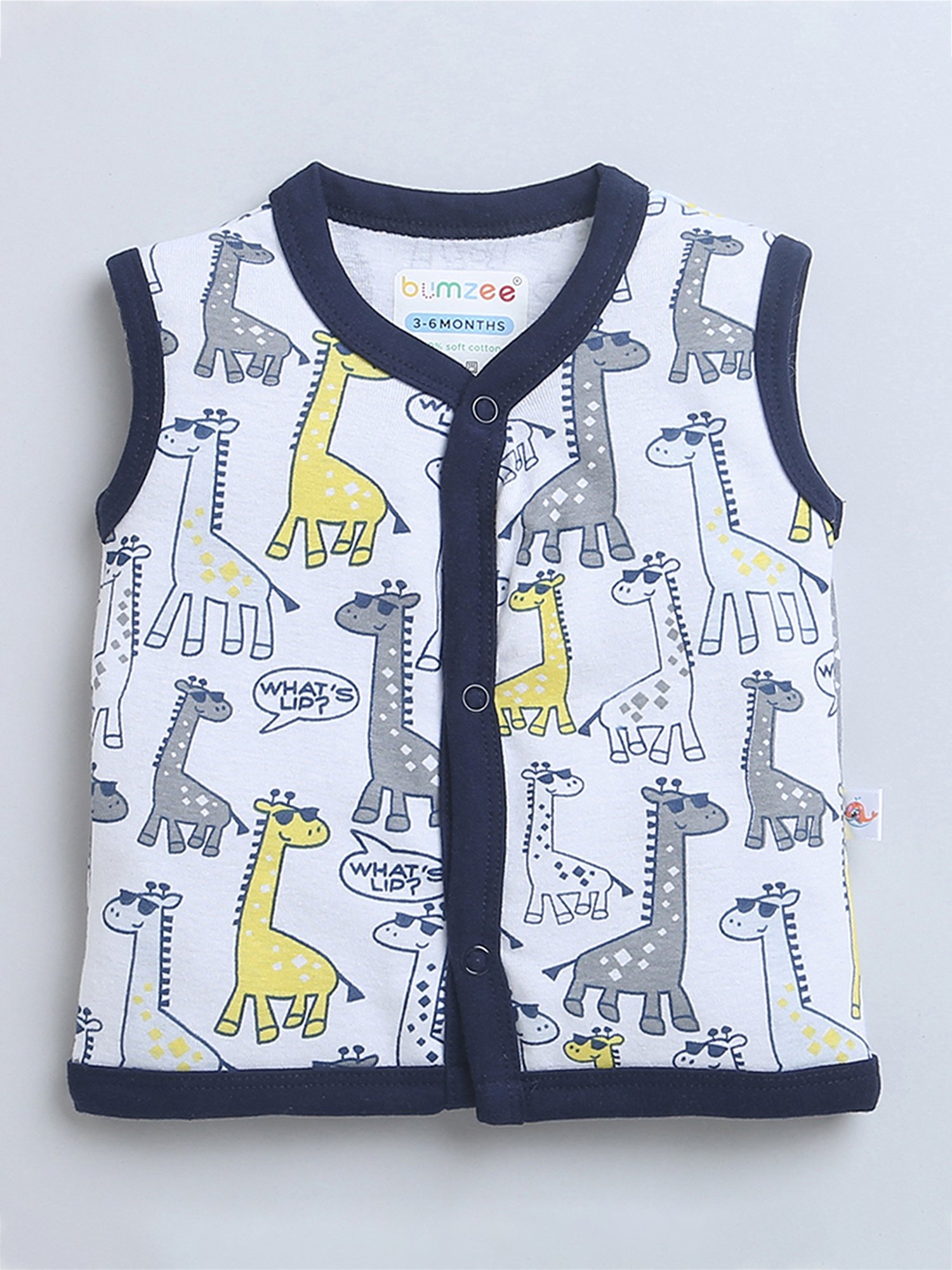 Bumzee Kids Navy & White Printed Jhablas (Pack Of 3)