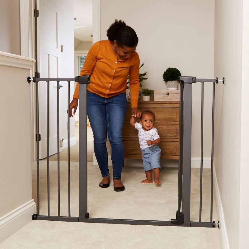 Toddleroo by North States Riverstone Extra Tall And Wide Baby Gate - Graphite -  29.75"-52" Wide