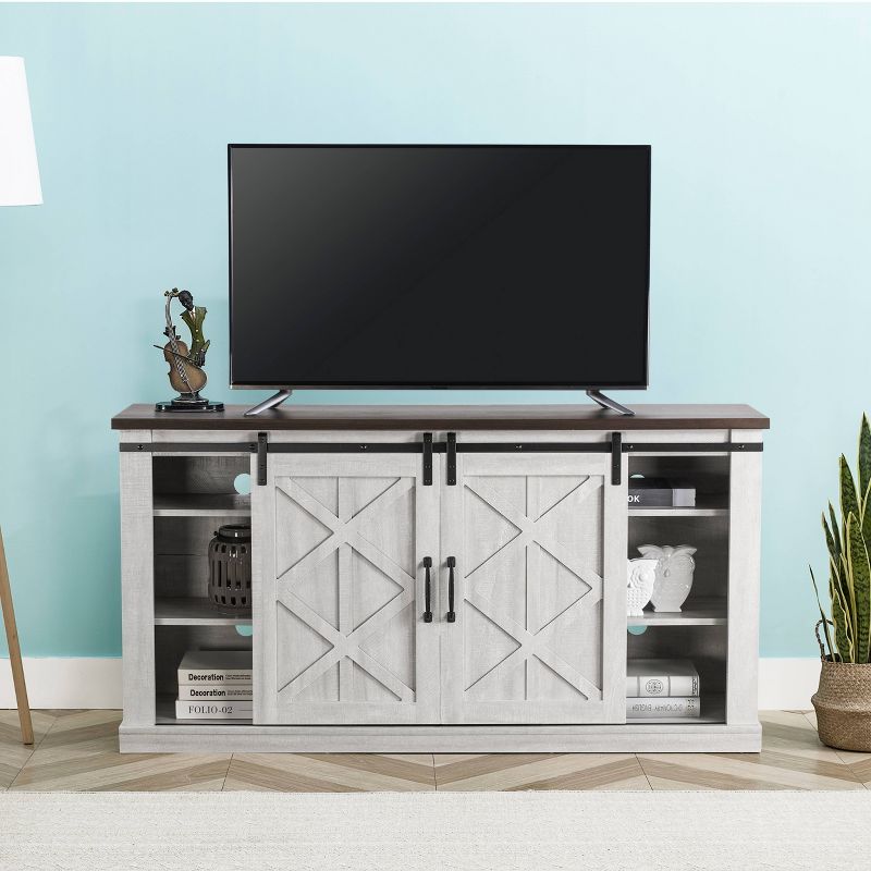 58" TV Stand For TVs up to 65" Saw Cut Off White - Home Essentials