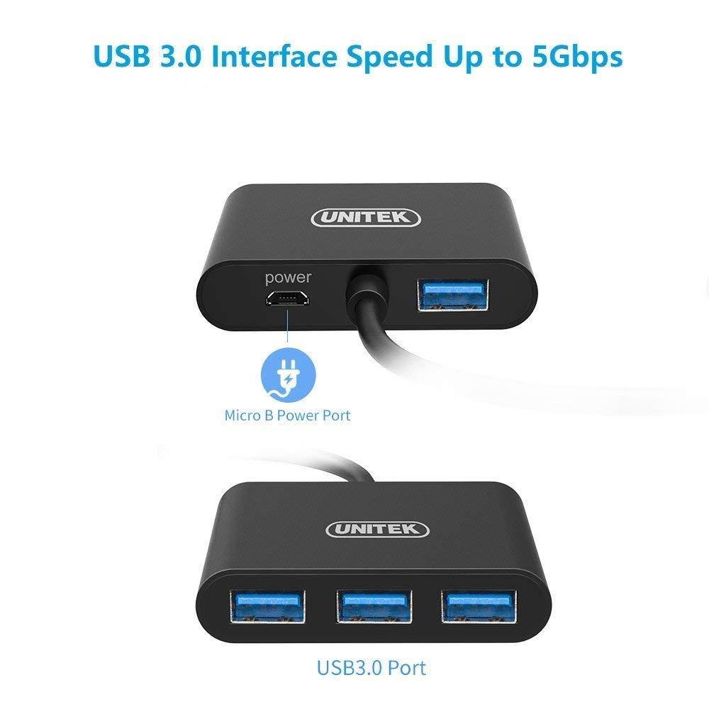 UNITEK Aluminum Super Speed 4 Ports USB 3.0 Hub Splitter For iPhone XS Samsung