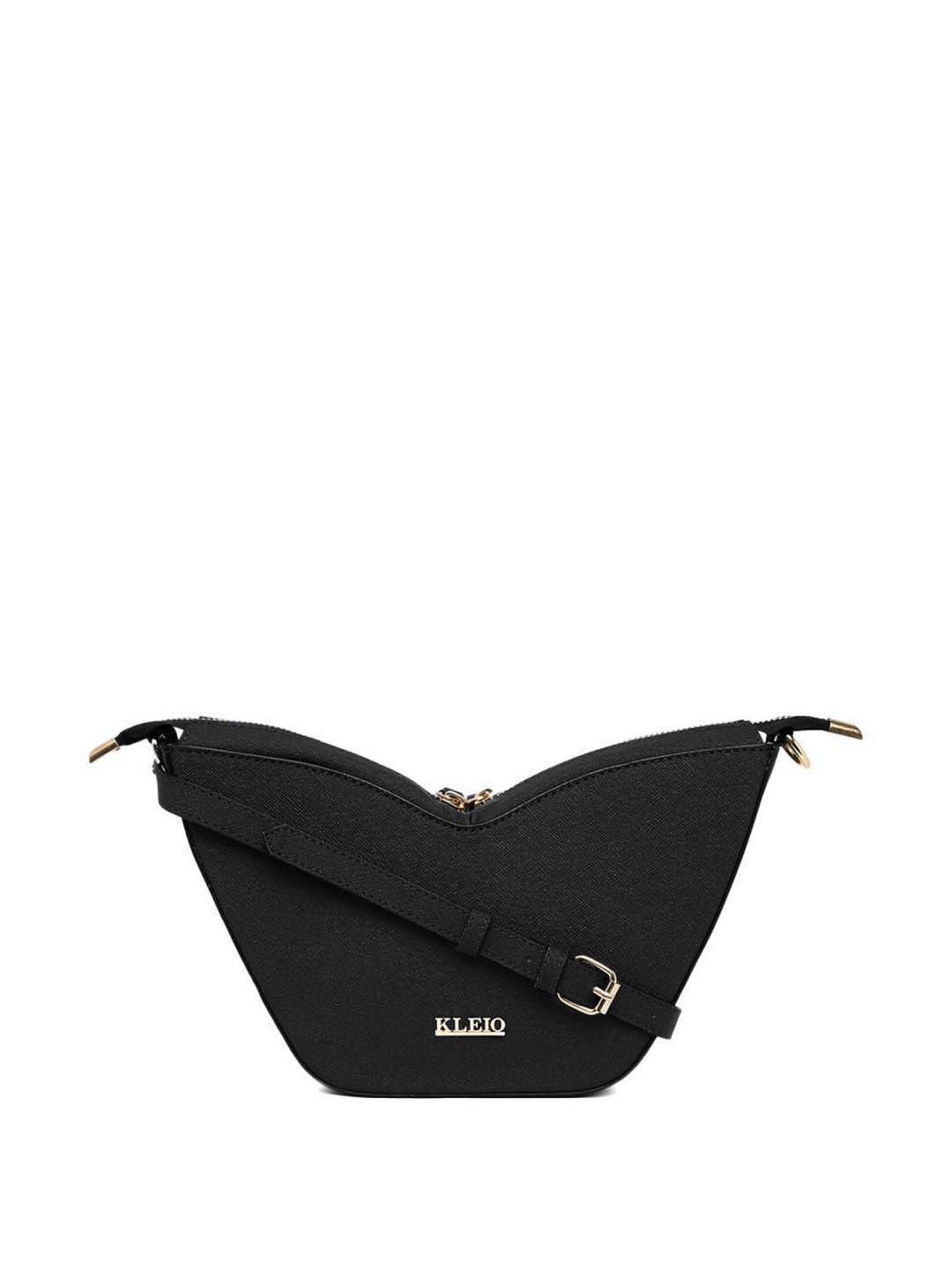 KLEIO Black Solid Small Sling Handbag