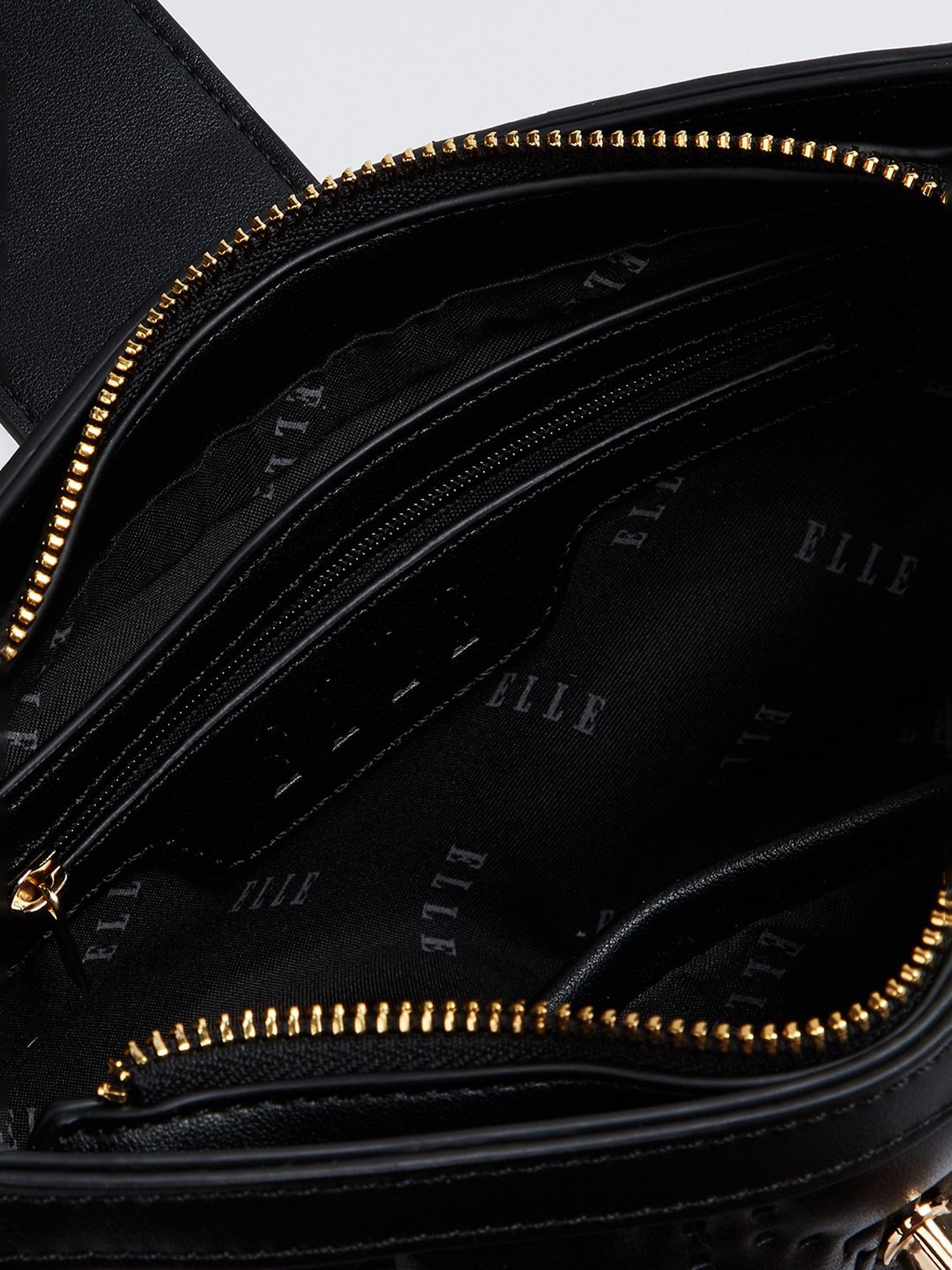 Elle Black Textured Sling Handbag
