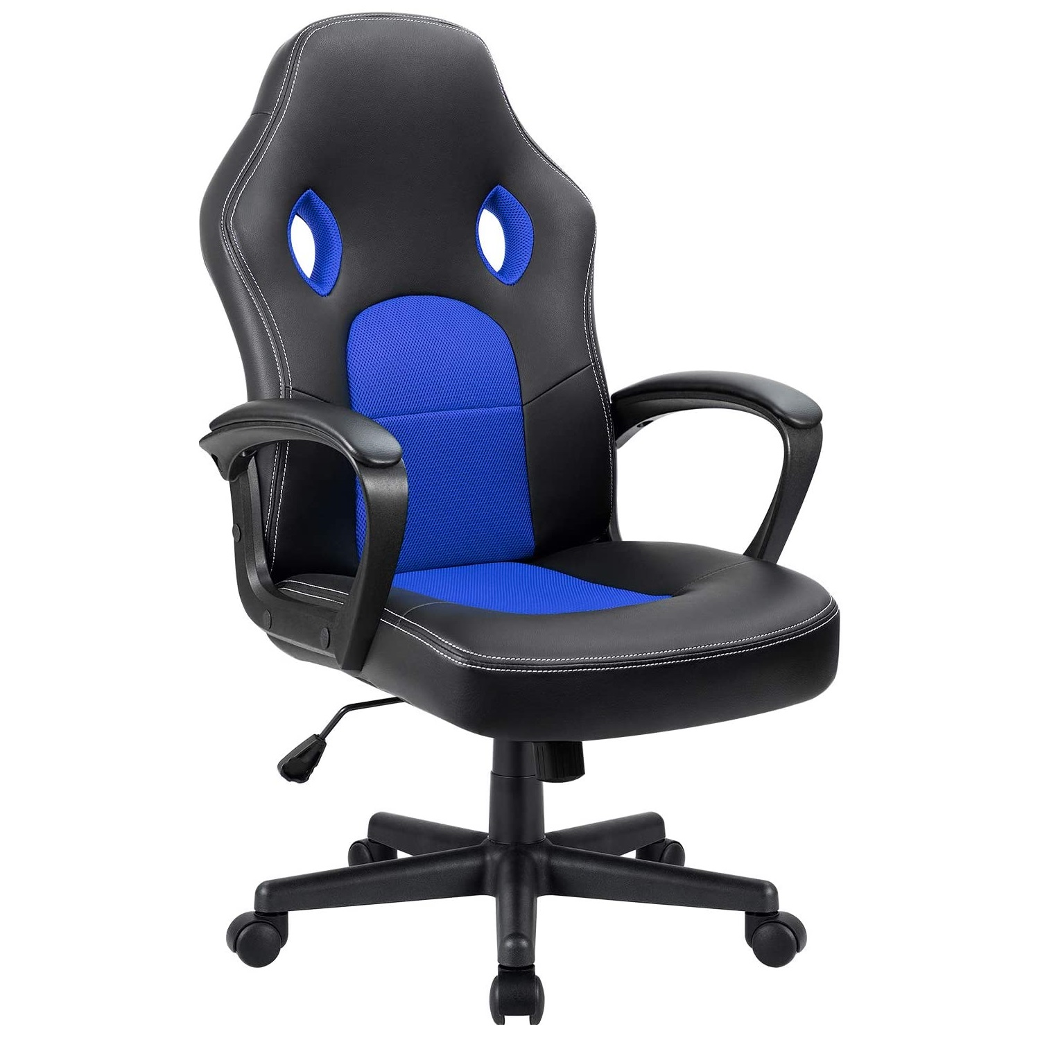 Furmax Office Desk Leather Gaming, High Back Ergonomic Adjustable Racing Task Swivel Executive Computer Chair Headrest and Lumbar Support (Black)