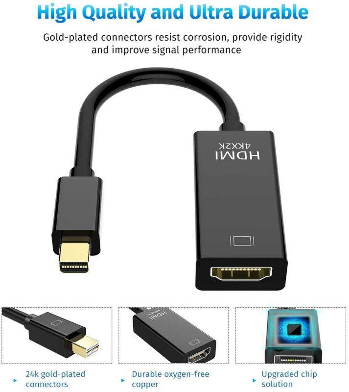 Mini DisplayPort to HDMI Adapter ,YXwin Mini DP(Thunderbolt Compatible) to HDMI 4Kx2K Converter Gold-Plated Cord for MacBook Pro, MacBook Air, Mac Mini, Microsoft Surface Pro 3/4