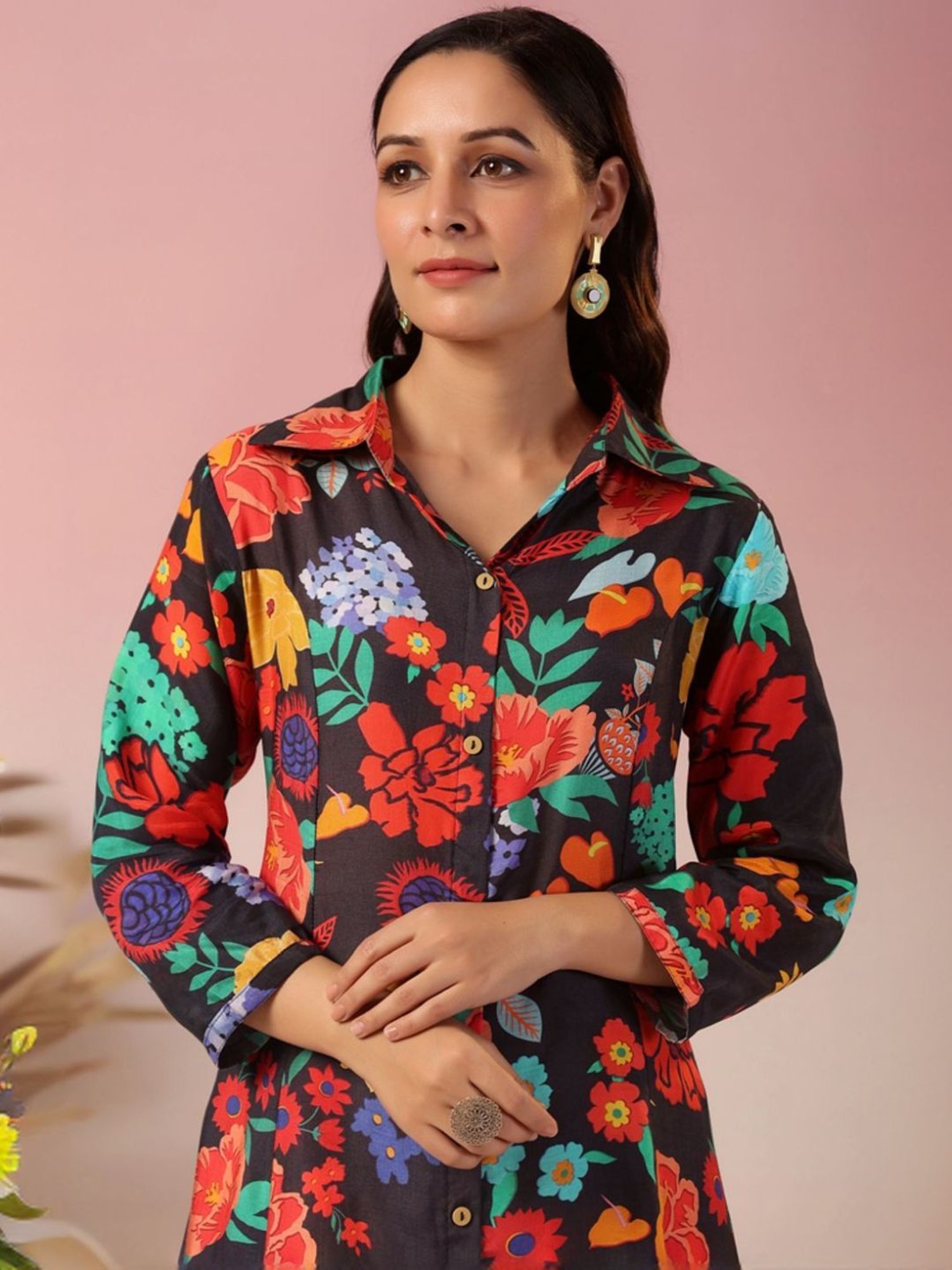 Autumnlane Black Dhwani Onyx Digital Print Tunic with Pant Co-Ord Set