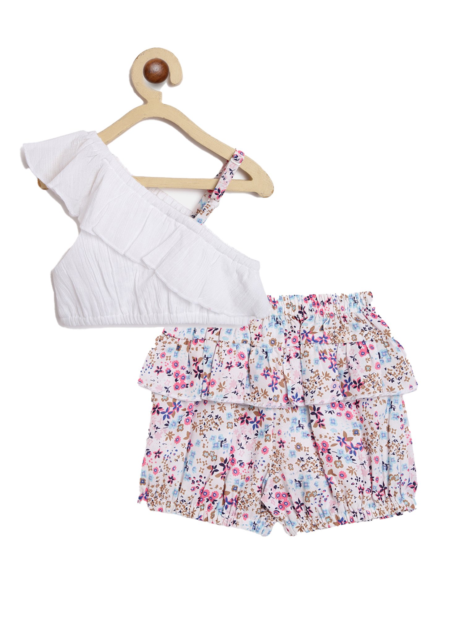 Nauti Nati Kids White Floral Print Top with Shorts