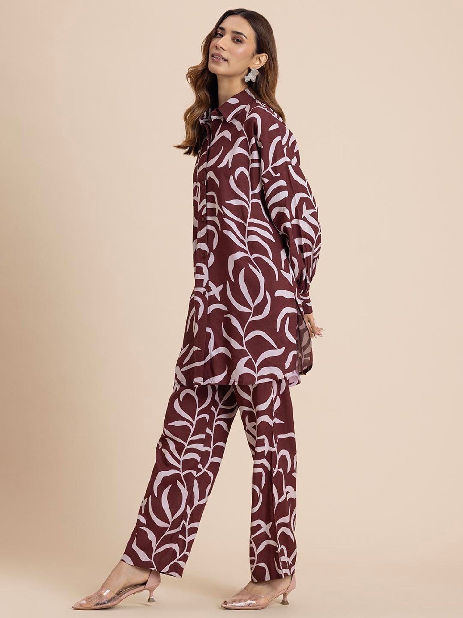 Moomaya Maroon Printed Co-Ord Set
