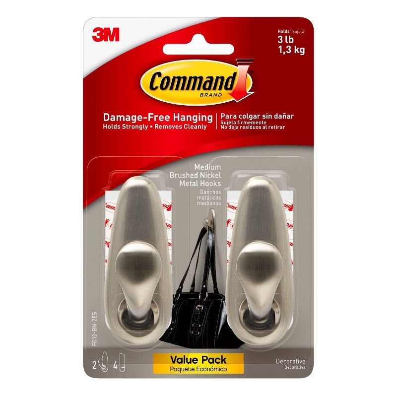Command Medium Sized Forever Classic Hooks Value Nickel
