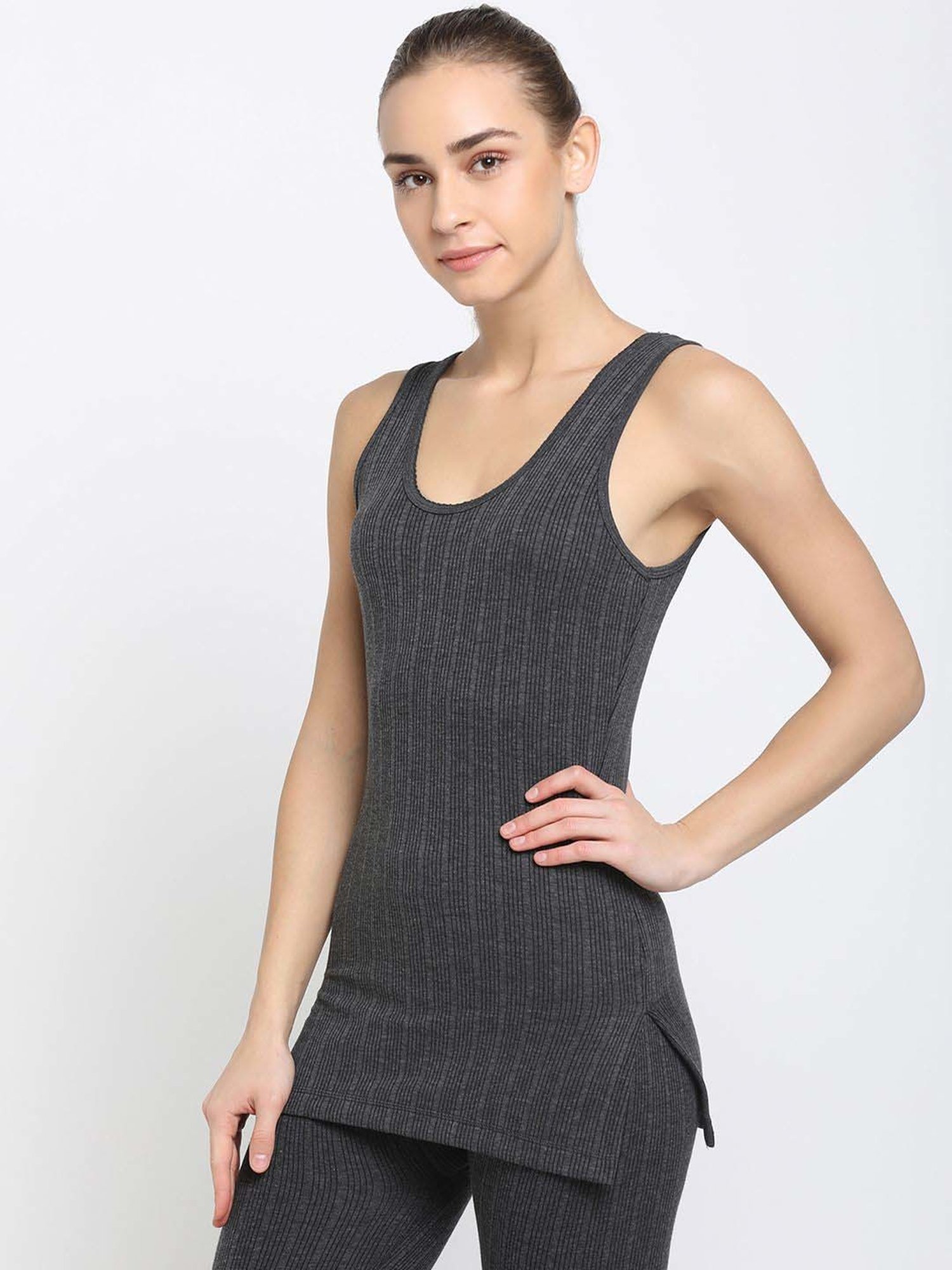 Dixcy Slimz Charcoal Melange Plain Thermal Top